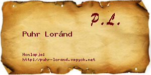 Puhr Loránd névjegykártya