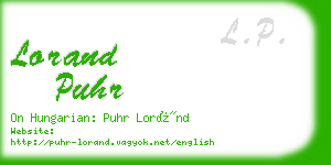 lorand puhr business card